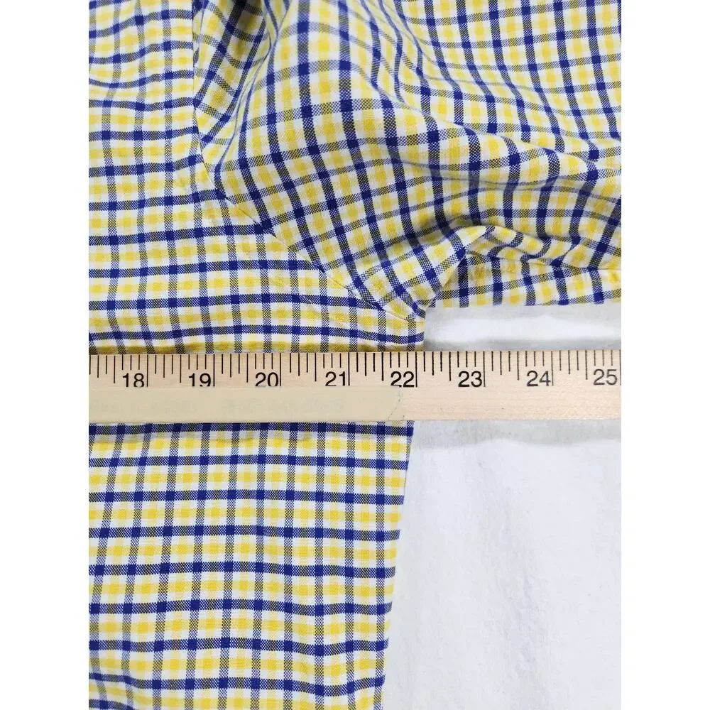 Polo Ralph Lauren Custom Fit Button Down Check Shirt Yellow Blue Men M